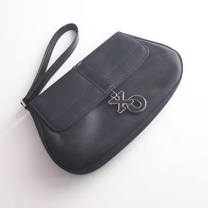 XOXO Black Mini Bag Wristlet Y2k Goth Satin Evening bag Logo Charm